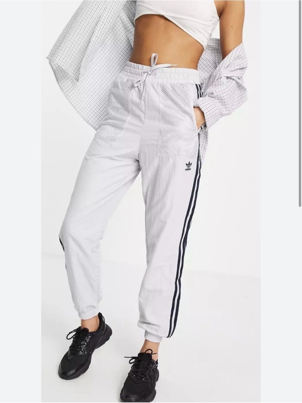 Adidas Originals Mesh Pocket Track Wind Pants Light Gray - XS